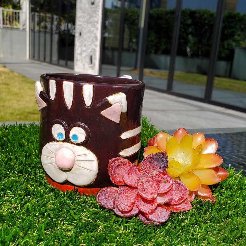 卡通黑猫陶艺杯 - 咖啡杯/马克杯 - 陶 黑色