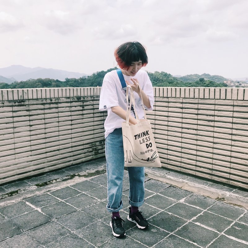Think Less Do More 帆布袋 - 手提包/手提袋 - 棉．麻 白色