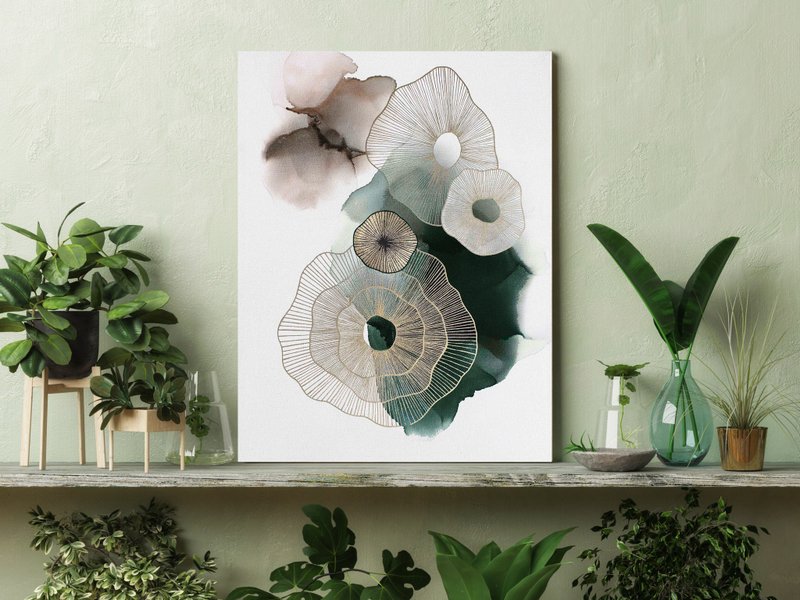 酒精水墨艺术 | 酒精墨水画 | 酒精墨水 | 翡翠金色分子 - 墙贴/壁贴 - 棉．麻 绿色