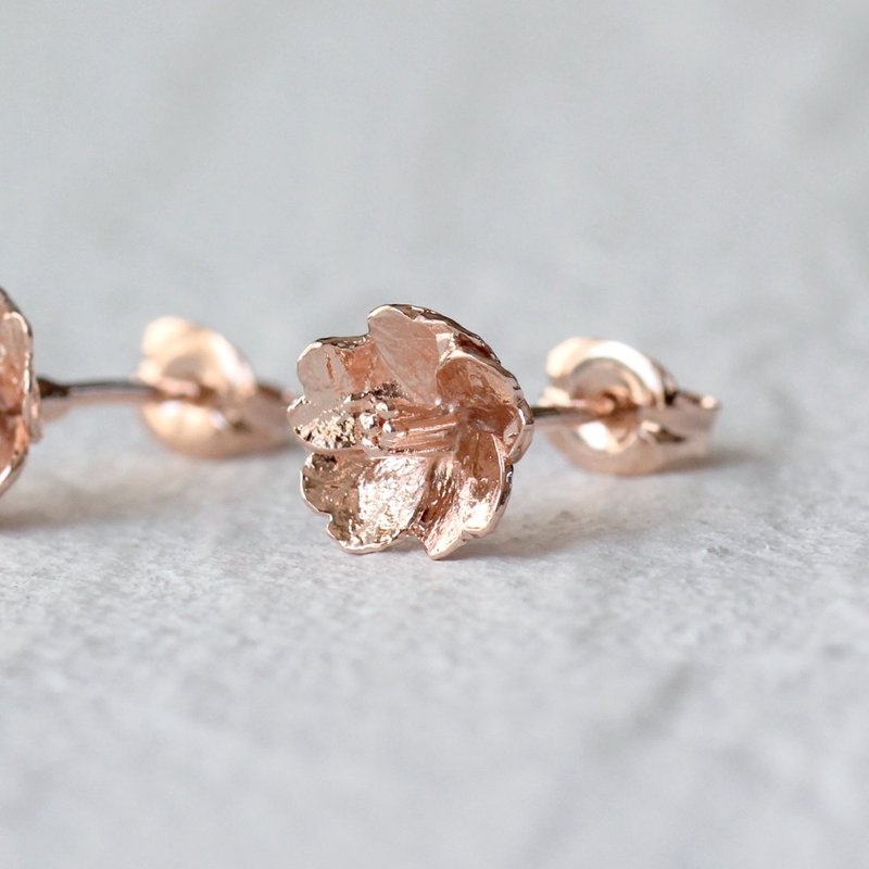 -粉金- 樱花 耳针 花耳环 /Cherry blossom earrings -pink gold- - 耳环/耳夹 - 纯银 粉红色
