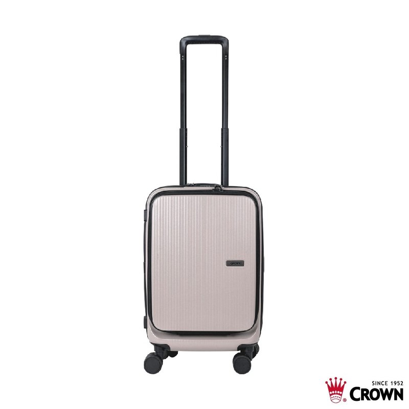 【CROWN】19.5寸 DOPPIO 前开框架拉杆箱 登机箱  雾面拿铁咖啡 - 行李箱/行李箱保护套 - 塑料 咖啡色