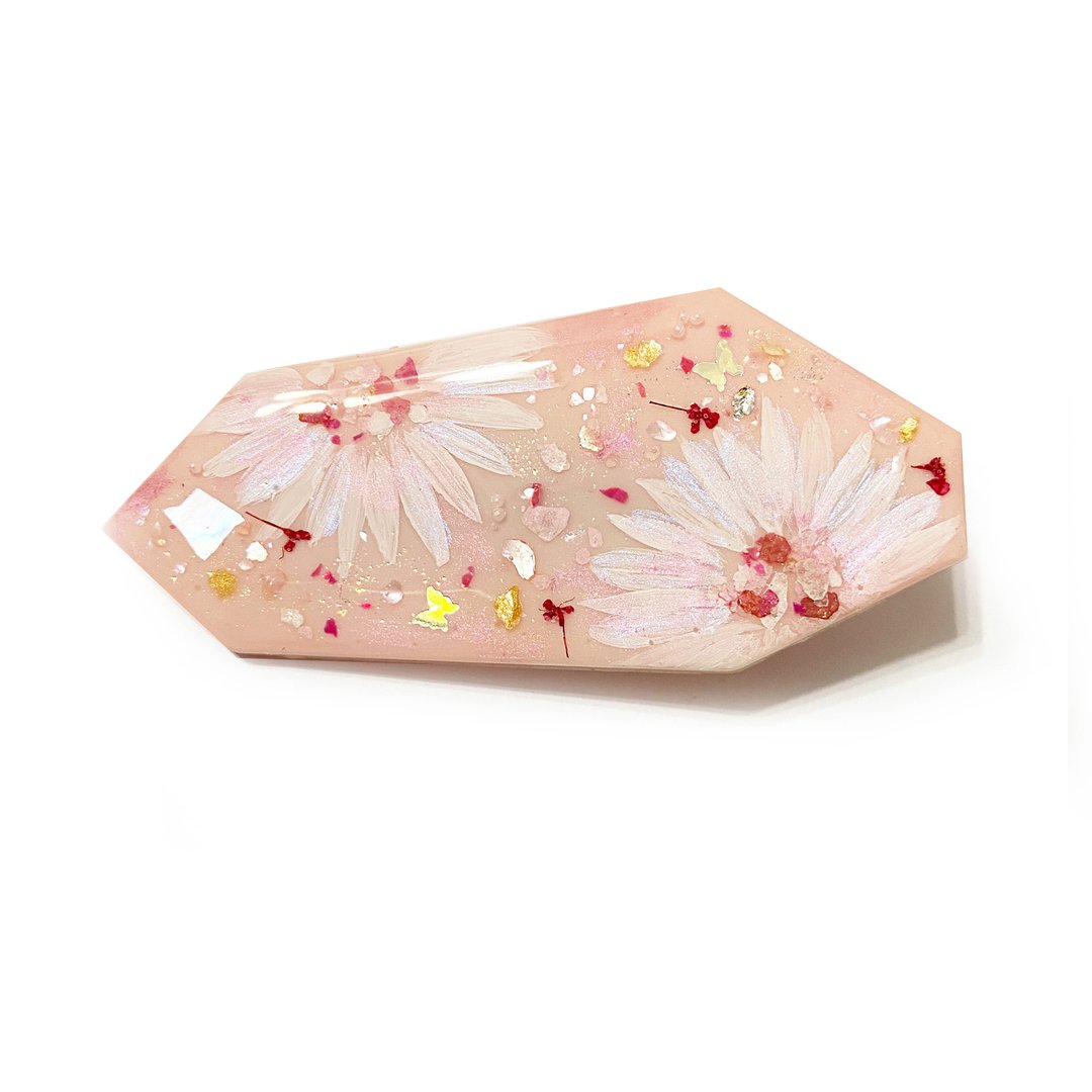 日本树脂手绘粉红花朵发夹 - 发饰 - 树脂 粉红色