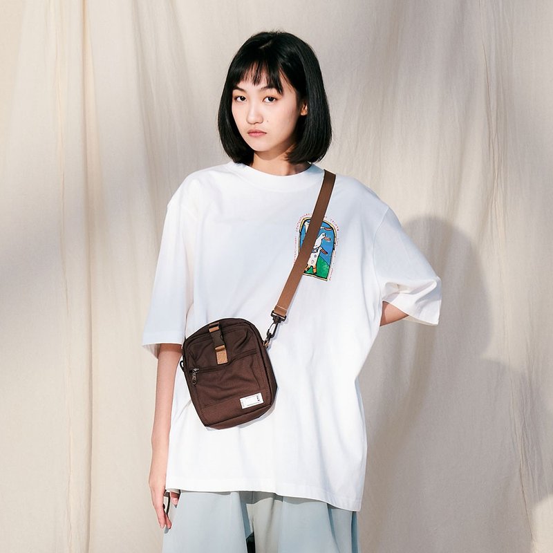 PM旅行小包 可可色 - 侧背包/斜挎包 - 尼龙 咖啡色