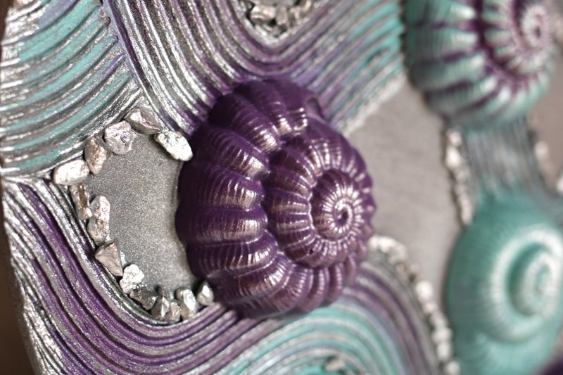 Colorful plaster sea shells, abstract wall decor, minimalist textured painting - 墙贴/壁贴 - 其他材质 