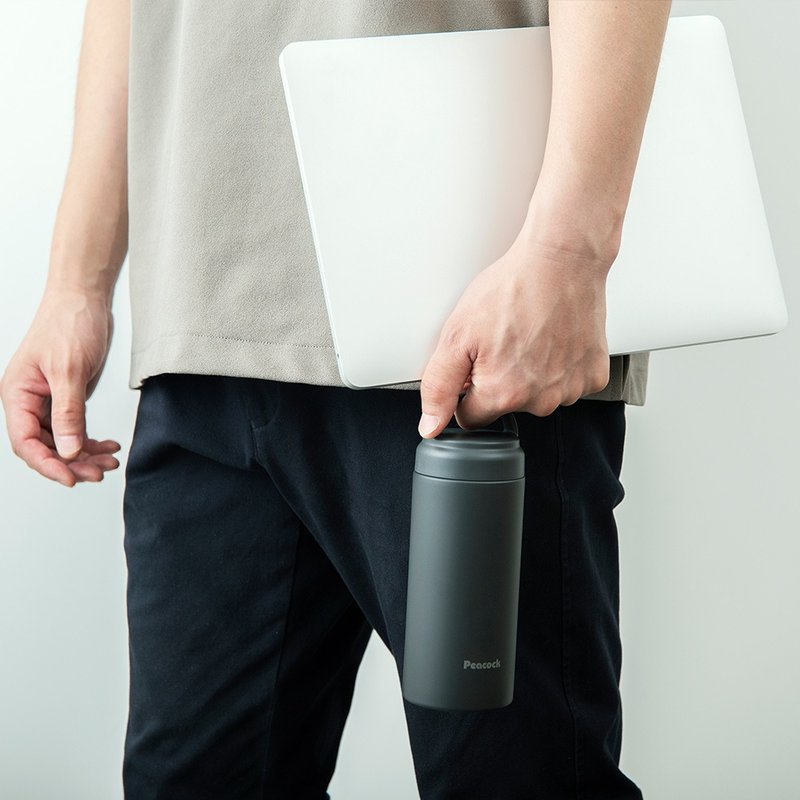 【孔雀Peacock】480ML 不锈钢保冷杯/保温杯/咖啡杯(手提式)-黑 - 保温瓶/保温杯 - 不锈钢 黑色