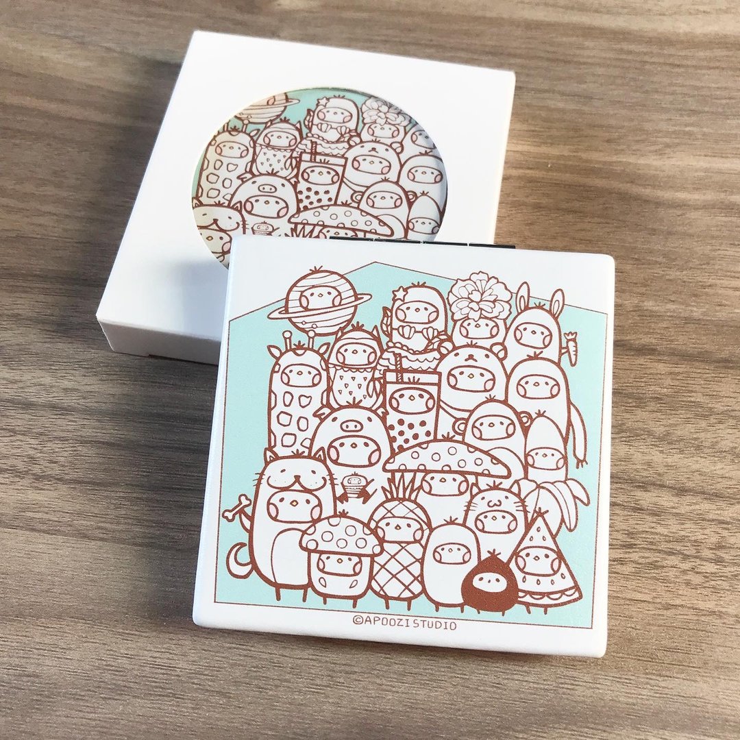 布籽生物 大集合 PU皮革 小方镜 - 其他 - 人造皮革 白色