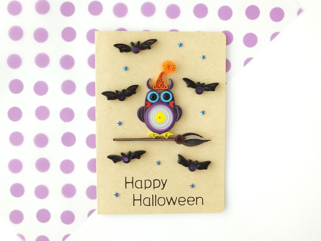 手作卷纸卡片-Happy Halloween 万圣节卡片 - 卡片/明信片 - 纸 黑色