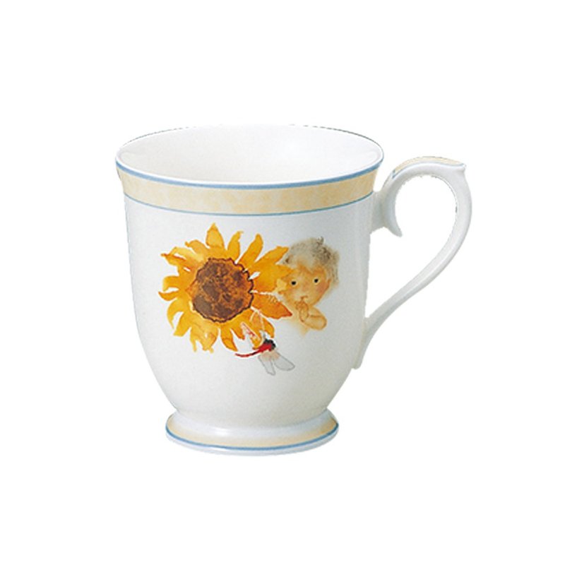 Chihiro Iwasaki岩崎知弘设计师联名骨瓷马克杯290ml(向日葵) - 咖啡杯/马克杯 - 瓷 白色