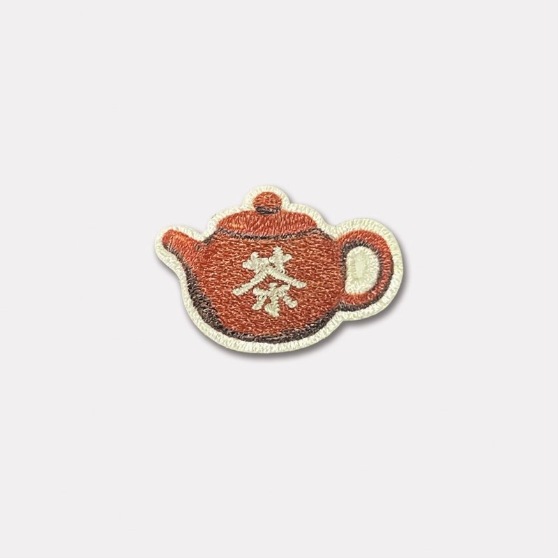 台湾茶双用刺绣布贴/台湾伴手礼/台湾特色礼 - 徽章/别针 - 绣线 多色