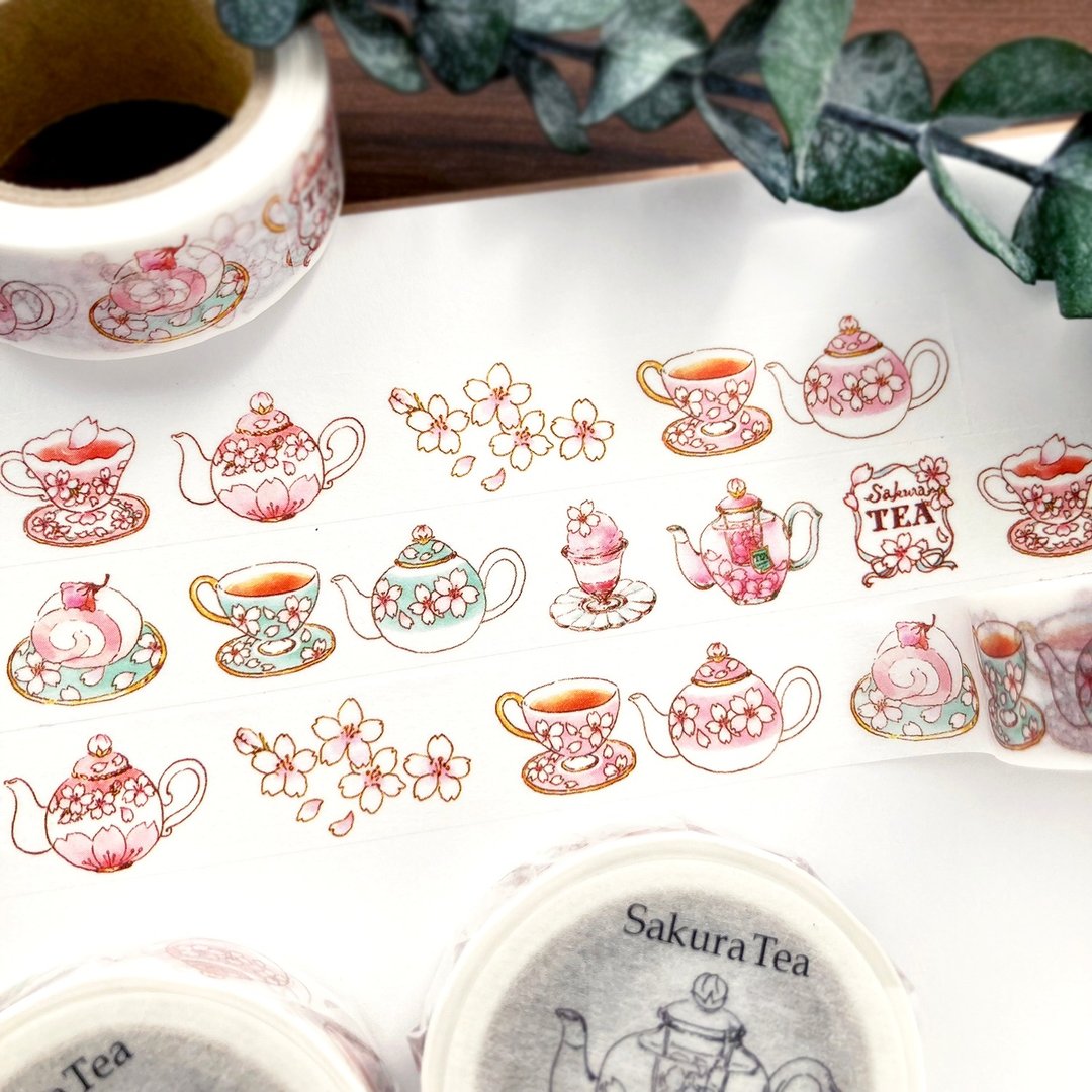 SakuraTea 纸胶带 樱花茶 15mm x 10M - 纸胶带 - 纸 粉红色