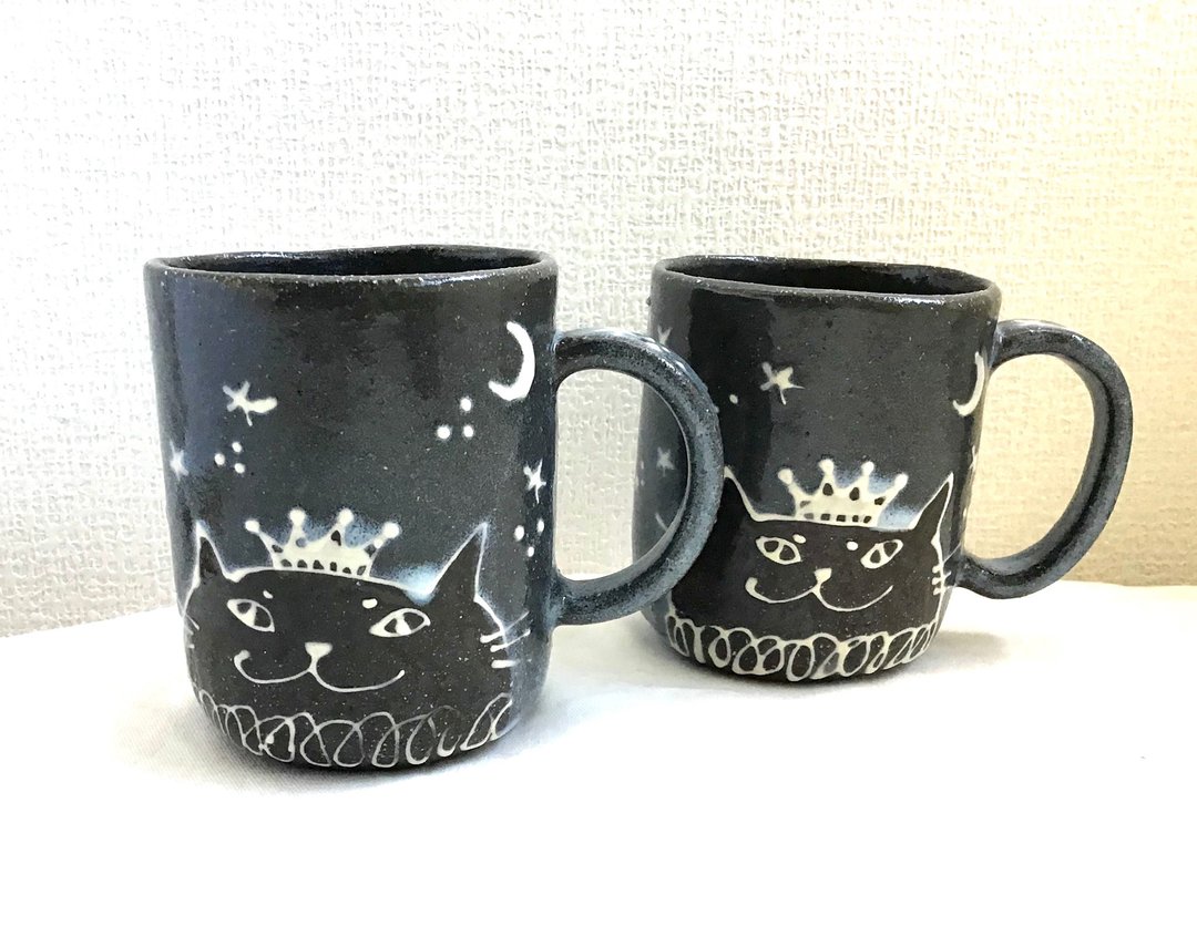 Mug of a cat prince wearing a crown - 咖啡杯/马克杯 - 陶 蓝色