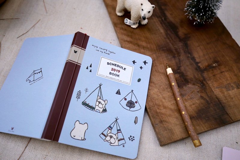 (售完)2019法斗手帐日志(月间+一周间)-森林露营/北欧蓝 - 笔记本/手帐 - 纸 