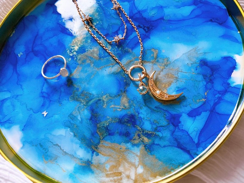 酒精画 托盘 饰物盘 收纳 家居 布置 手作 铜 大理石纹 新居 移民 - 摆饰 - 铜/黄铜 蓝色