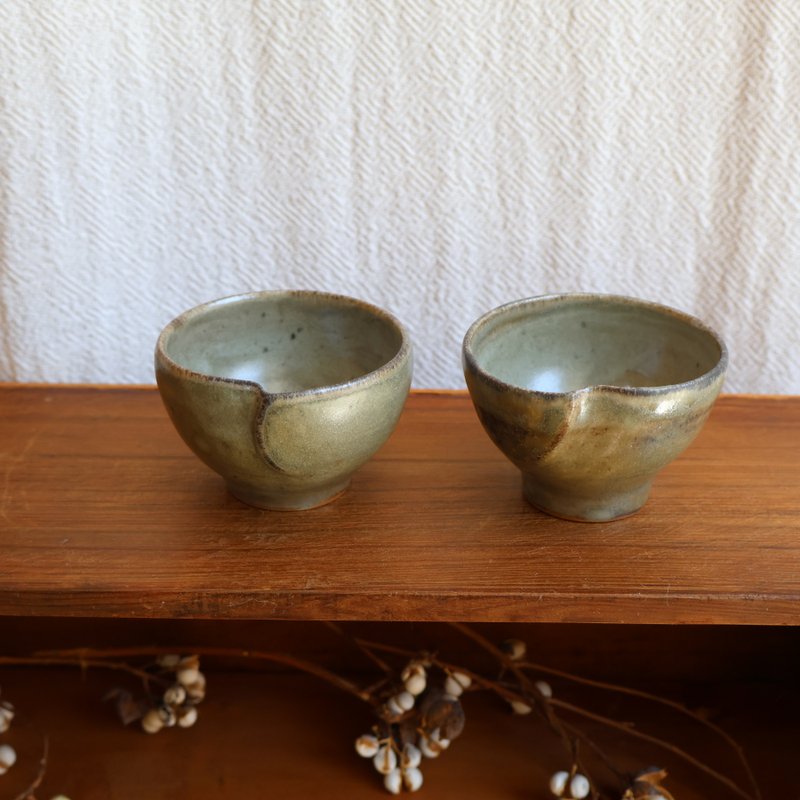 碧玉逗点 柴烧陶茶杯 - 茶具/茶杯 - 陶 绿色