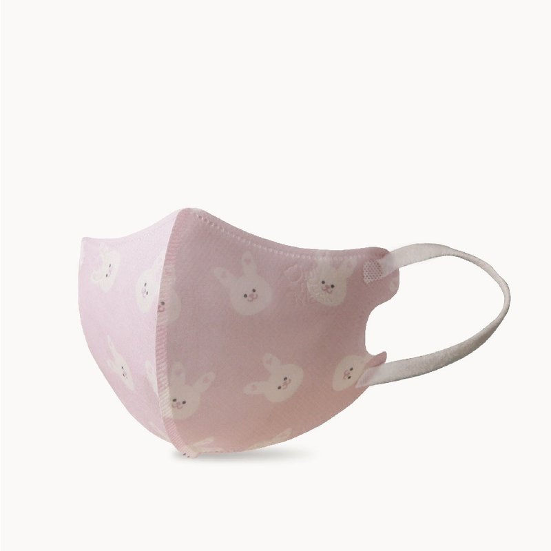 一心妇幼|一心一罩 儿童3D医用口罩-幼幼 爱心白兔(12入/袋) - 口罩 - 聚酯纤维 粉红色