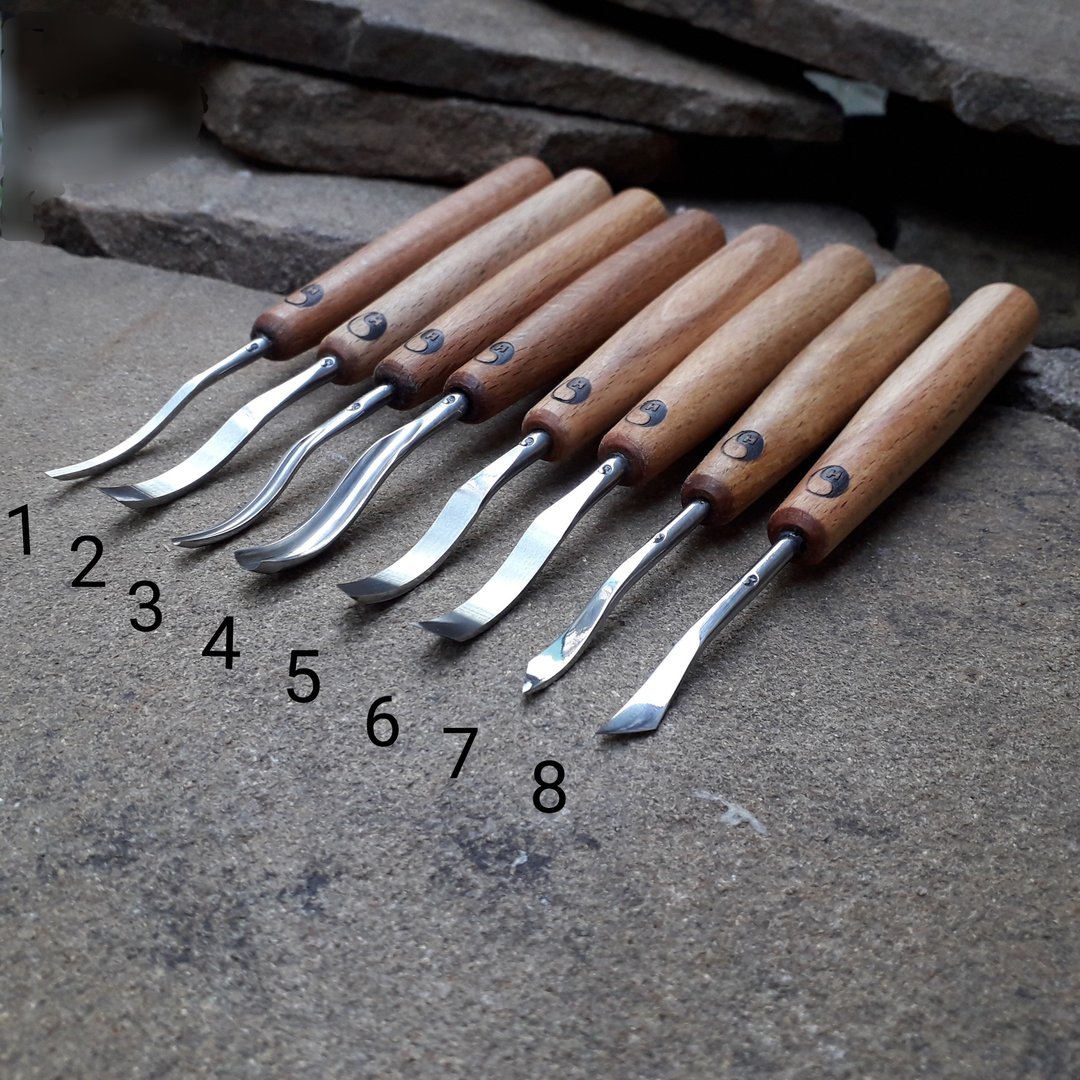 Wood carving chisels. Mini chisels.  forged by hand. Chisels are bent. - 零件/散装材料/工具 - 其他金属 