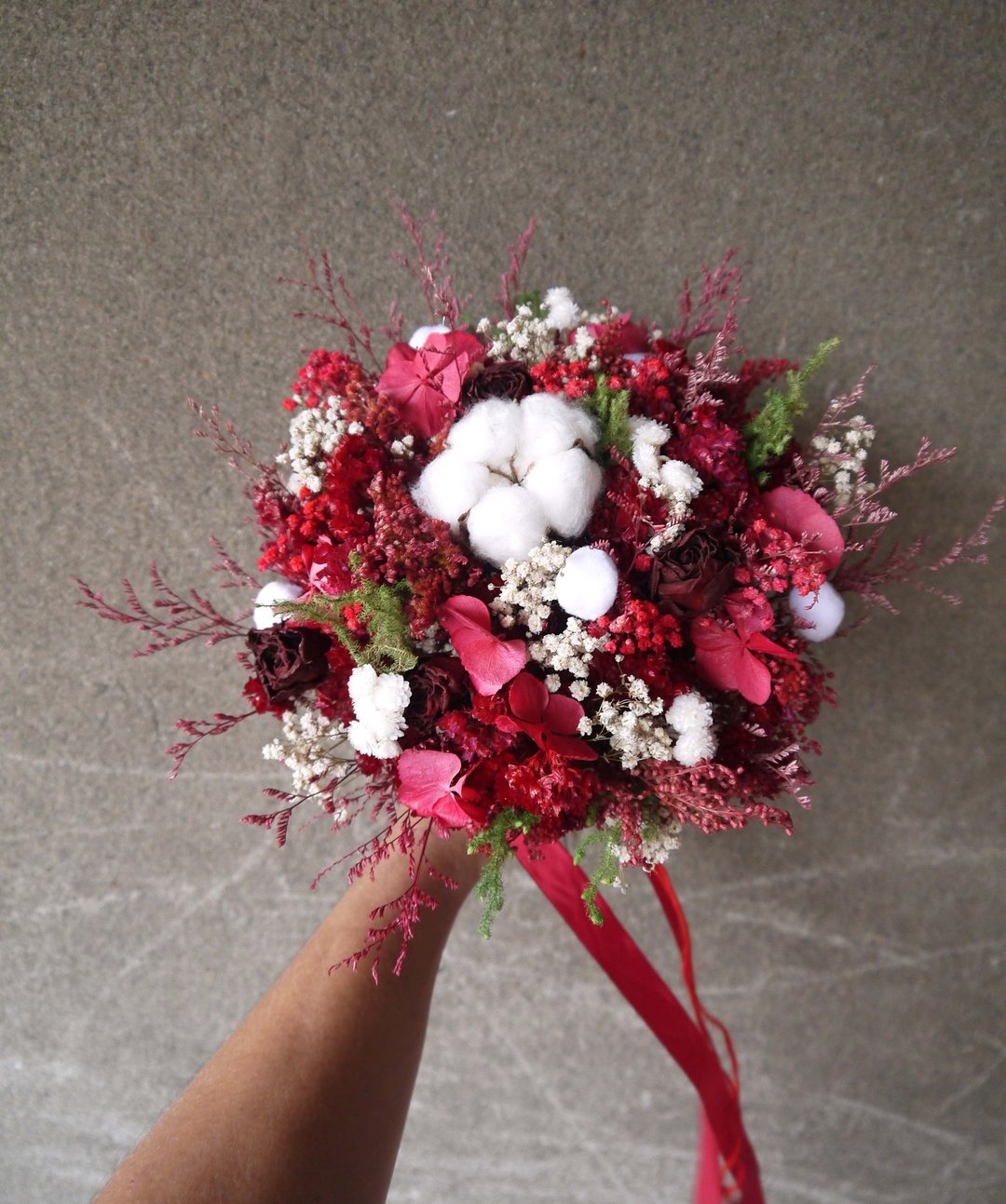 囍.婚礼红.不凋花.干燥花.永生花..情人节礼物.求婚.花束.捧花 - 干燥花/捧花 - 植物．花 红色