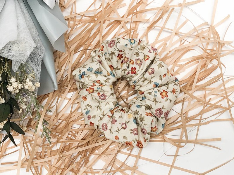 米底碎花发圈 - 发饰 - 棉．麻 卡其色