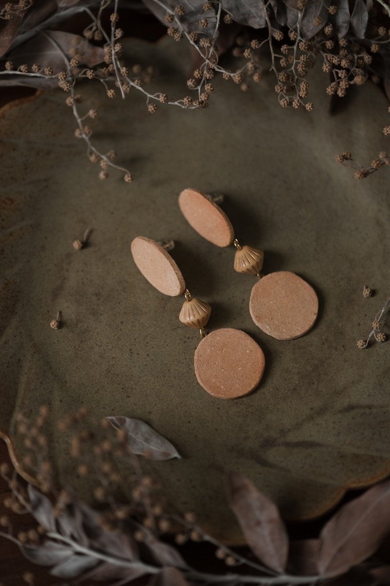 Tao│陶系列 - 红土派对 - 耳环/耳夹 - 陶 咖啡色