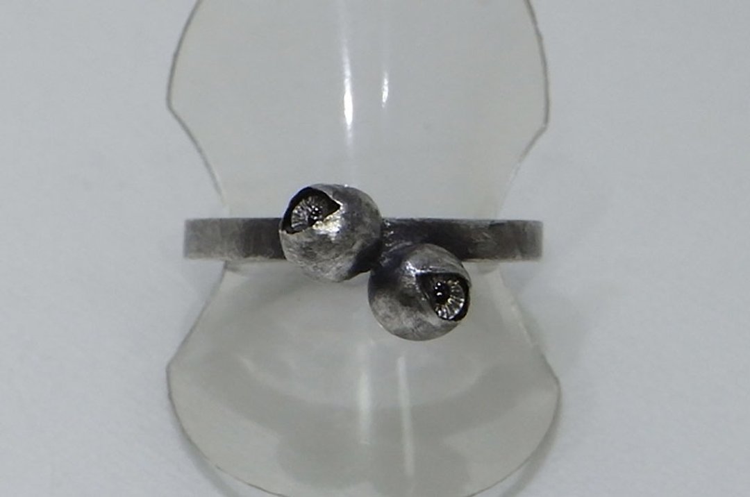 stare ball ring_6 (s_m-R.39) 銀 玻 戒指 指环 眼 睛 目 jewelry sterling silver glass eyes - 戒指 - 纯银 银色