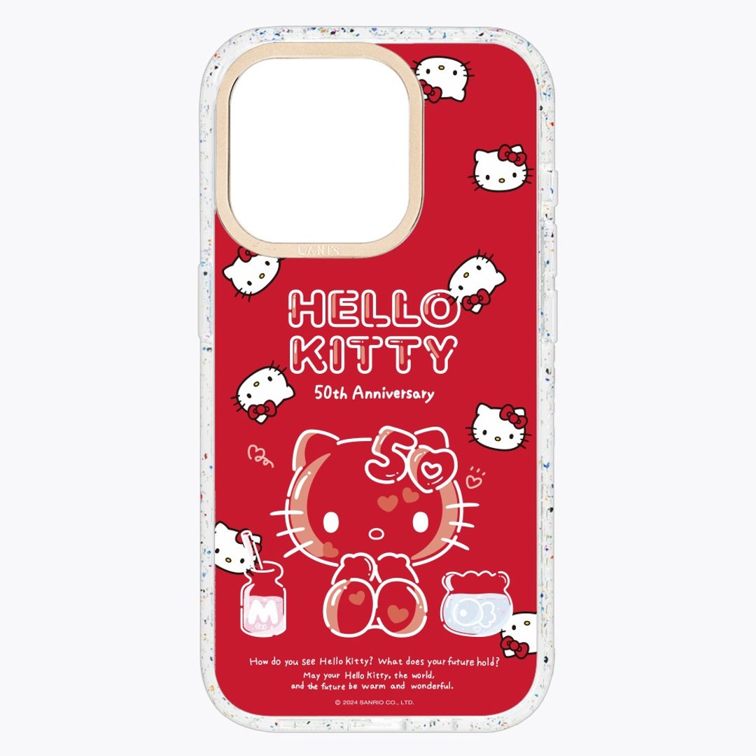 HelloKitty50周年－泡泡满版 透彩框 标准版/磁吸版 iPhone防摔壳 - 手机壳/手机套 - 环保材料 红色