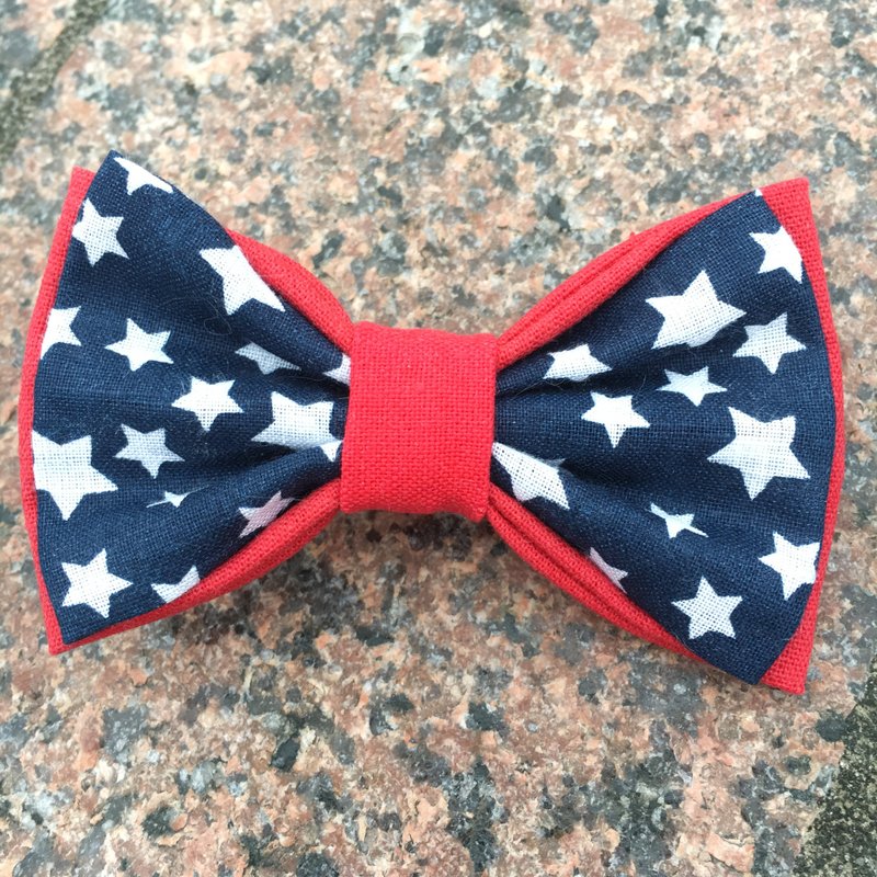 美国队长双层宠物煲呔颈圈 - 手作猫咪狗狗领结项圈 - 项圈/牵绳 - 棉．麻 红色