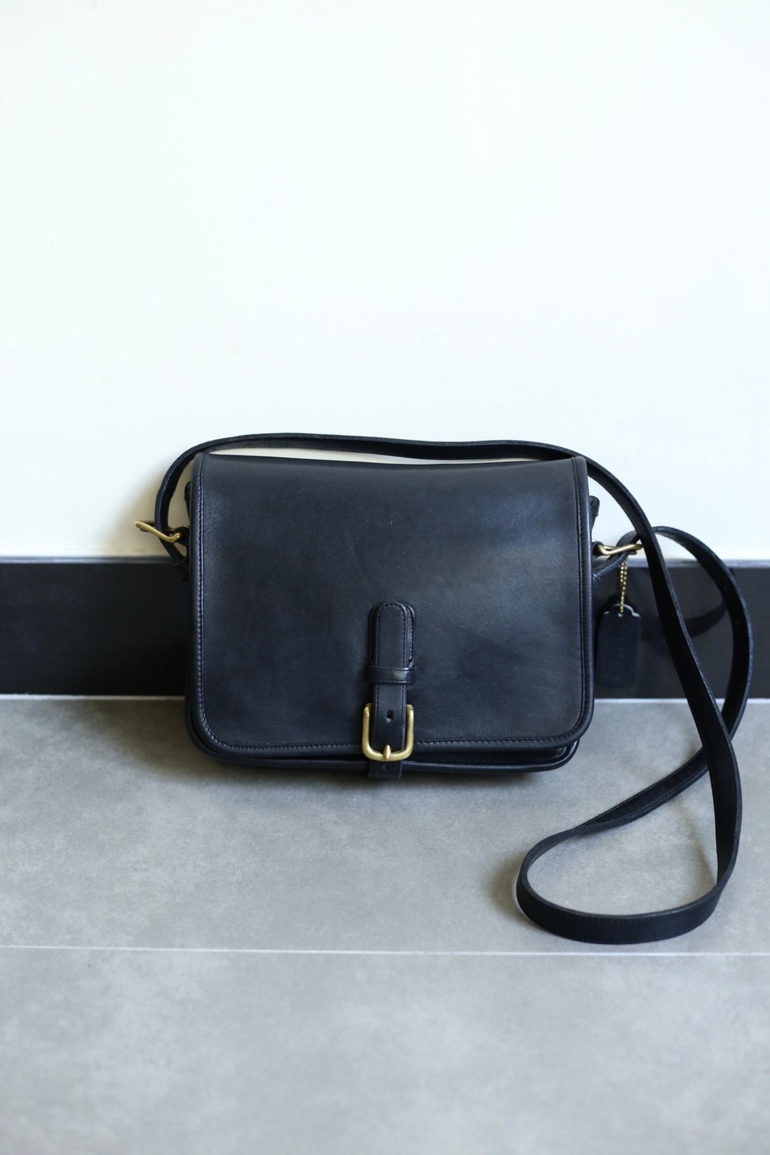 Vintage Coach Bag古董包/皮革袋/中古袋 - 侧背包/斜挎包 - 真皮 黑色