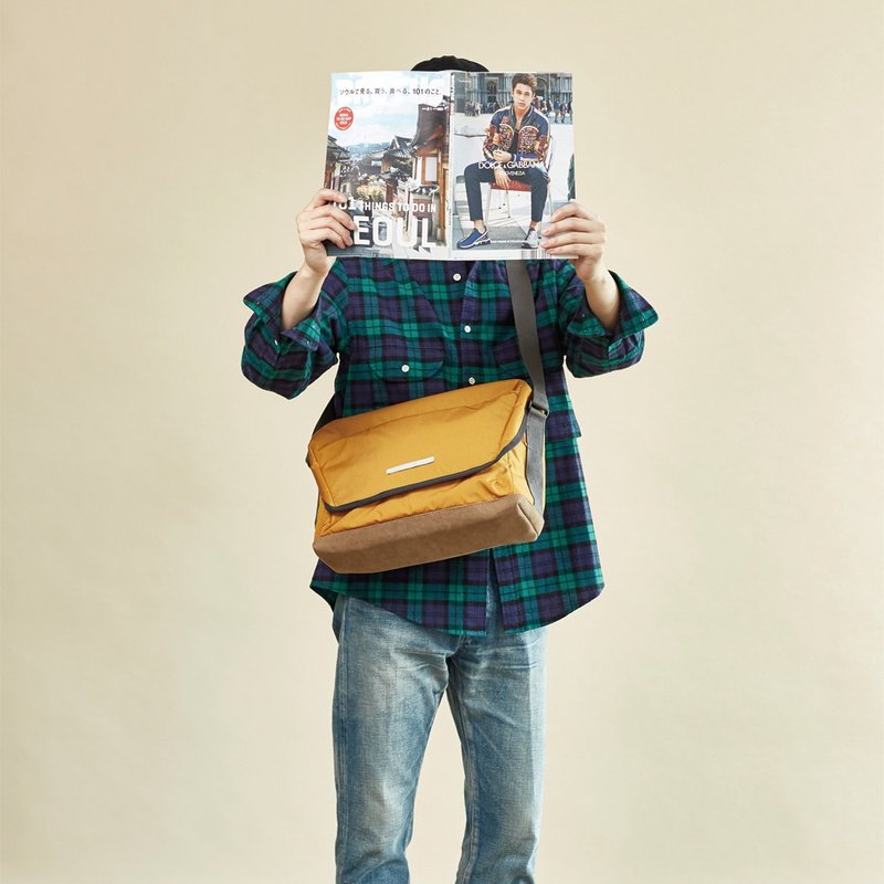 RAWROW-铁道系列-13寸收纳两用斜背包(斜背/手提)-芥末黄RCR331MU - 侧背包/斜挎包 - 尼龙 橘色