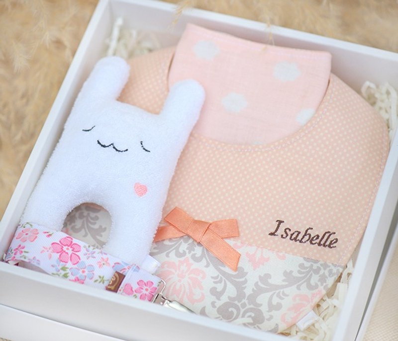 Shuan*//云朵兔//婴儿礼组 - 围嘴/口水巾 - 其他材质 粉红色