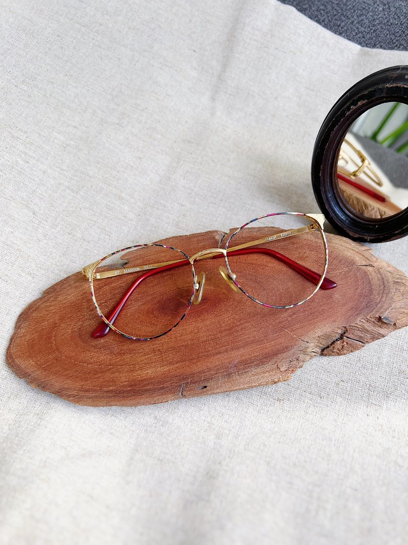 彩虹碎点雕花 18k镜框眼镜 古董目着 フレーム/めがね / glasses - 眼镜/眼镜框 - 其他金属 多色