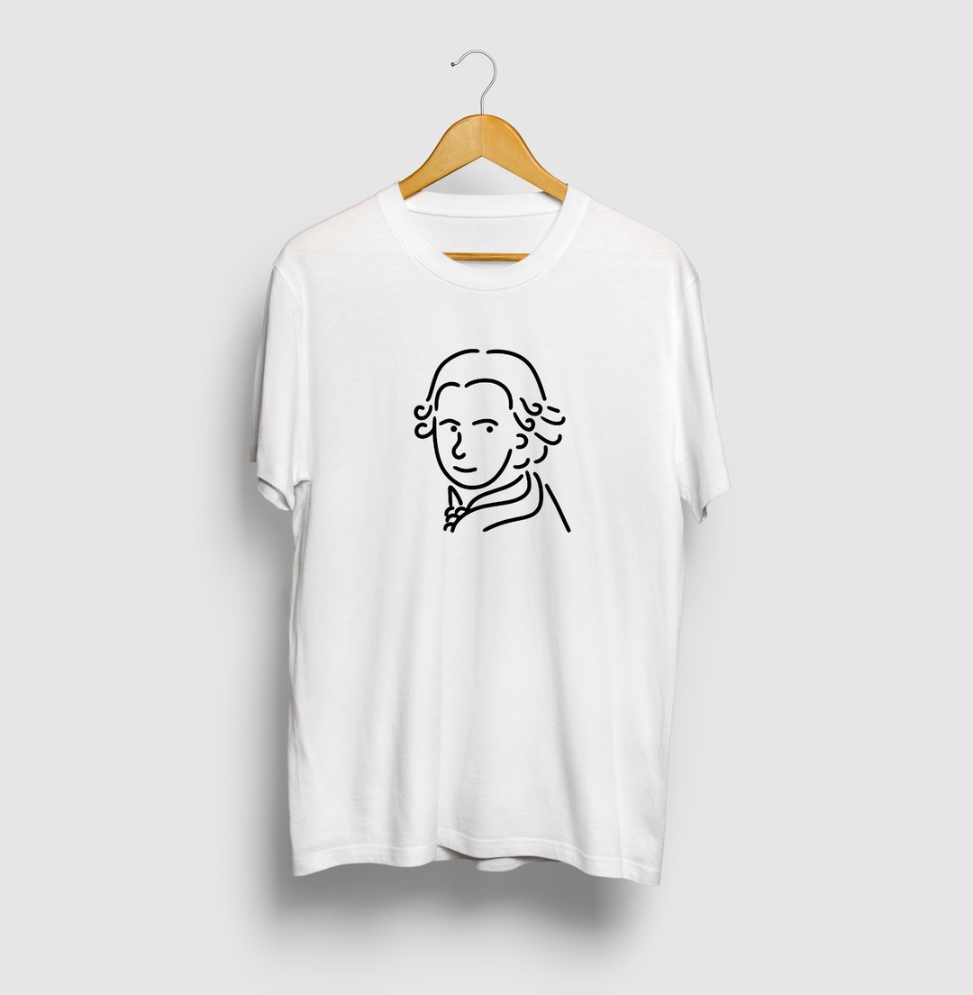 Mozart 3 Illustration T-shirt - 女装 T 恤 - 棉．麻 白色