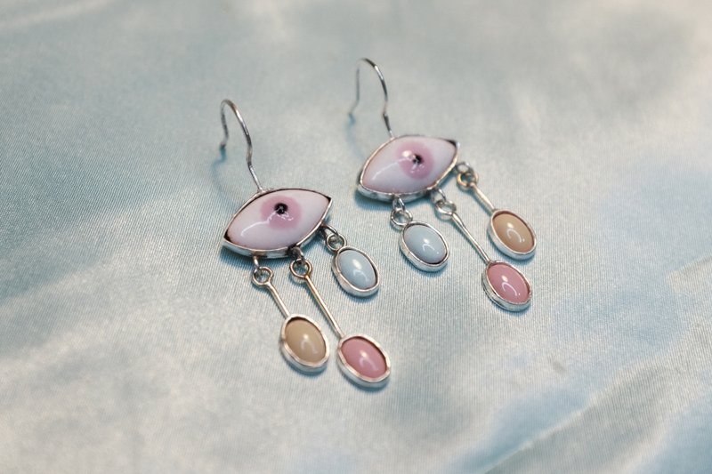 Pink Eyes - 耳环 - 耳环/耳夹 - 银 银色