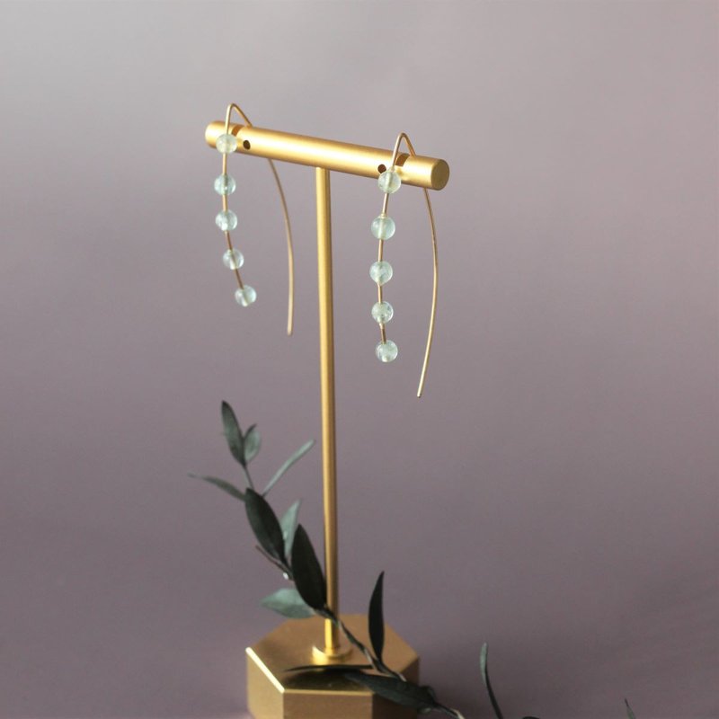 天然海蓝宝 星墬系列 14K包金耳环 生日 情人节礼 - 耳环/耳夹 - 其他金属 蓝色