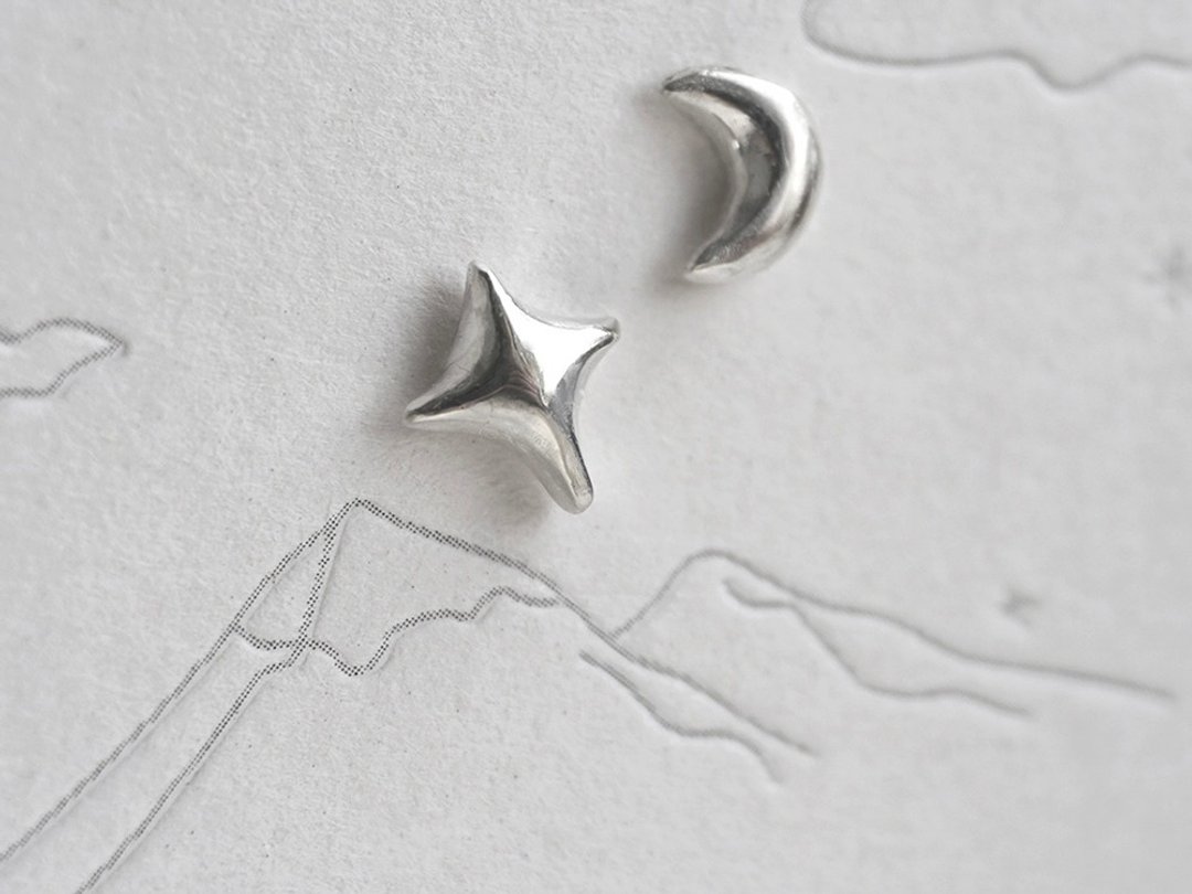 观星耳环 925纯银耳环 Stargazer Earrings 交换礼物 - 耳环/耳夹 - 其他金属 银色