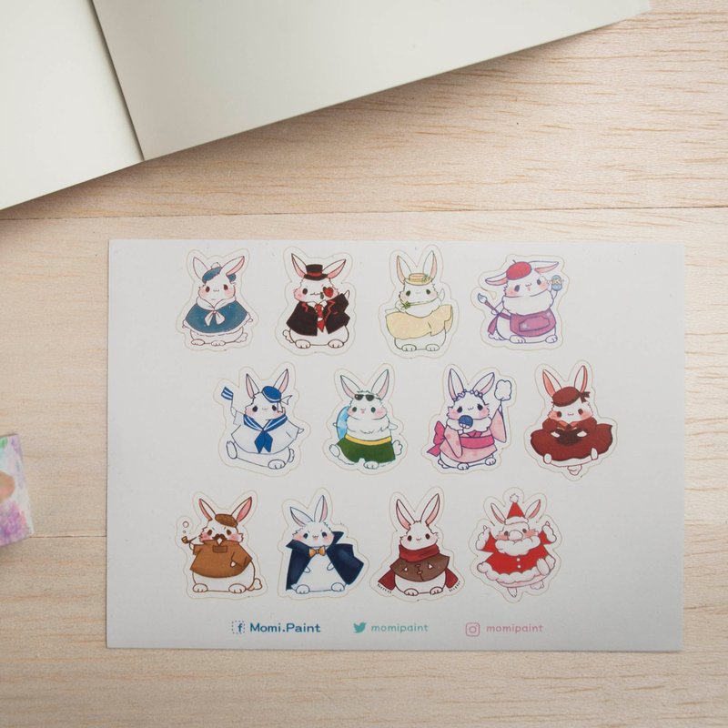 12只季节兔兔-贴纸 - 贴纸 - 纸 