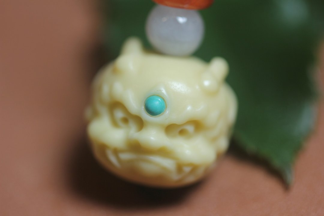 天然金膏玉 醒狮 小狮子头吊坠项链神兽锁骨链 呆萌可爱创意 - 项链 - 玉石 黄色