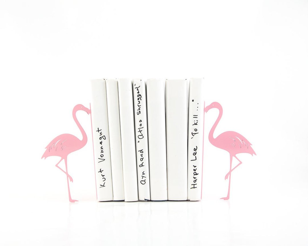 Metal Bookends Flamingos // Book holders // FREE SHIPPING WORLDWIDE // - 摆饰 - 其他材质 粉红色