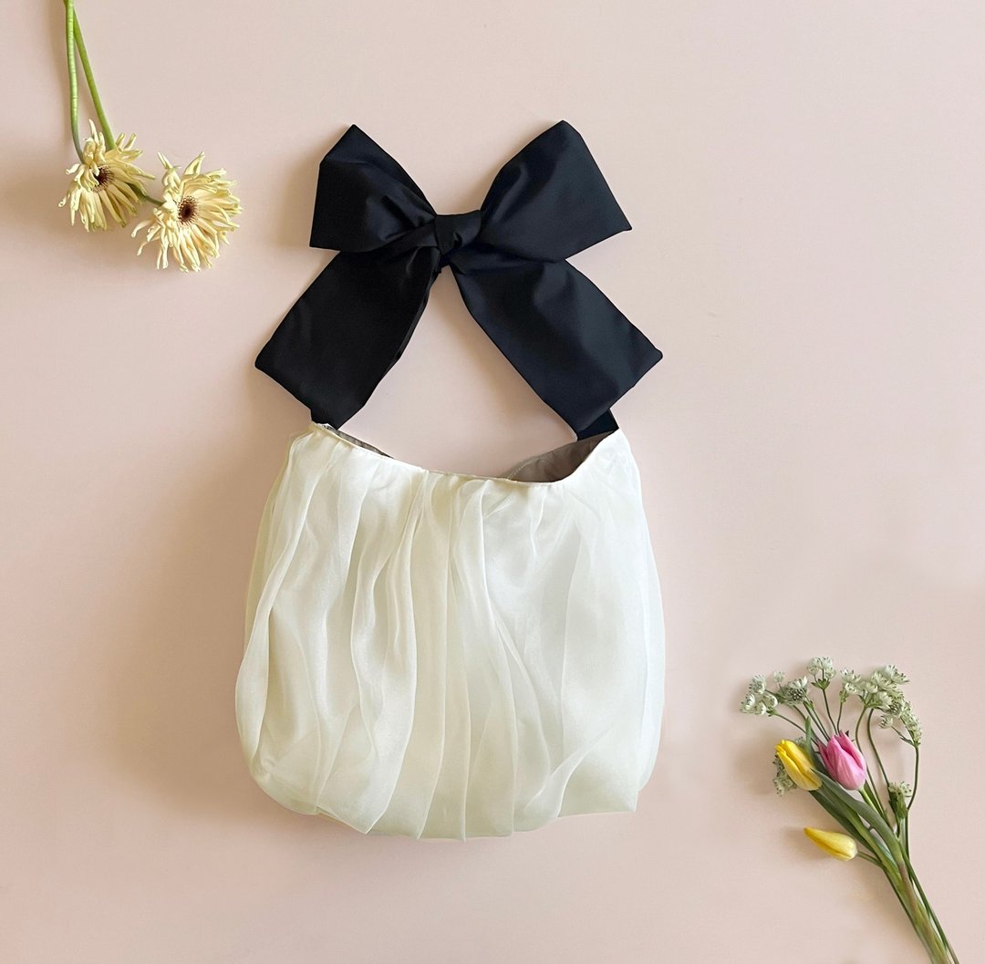 接单订制 3way ribbon tote bag ecru - 手提包/手提袋 - 其他人造纤维 白色