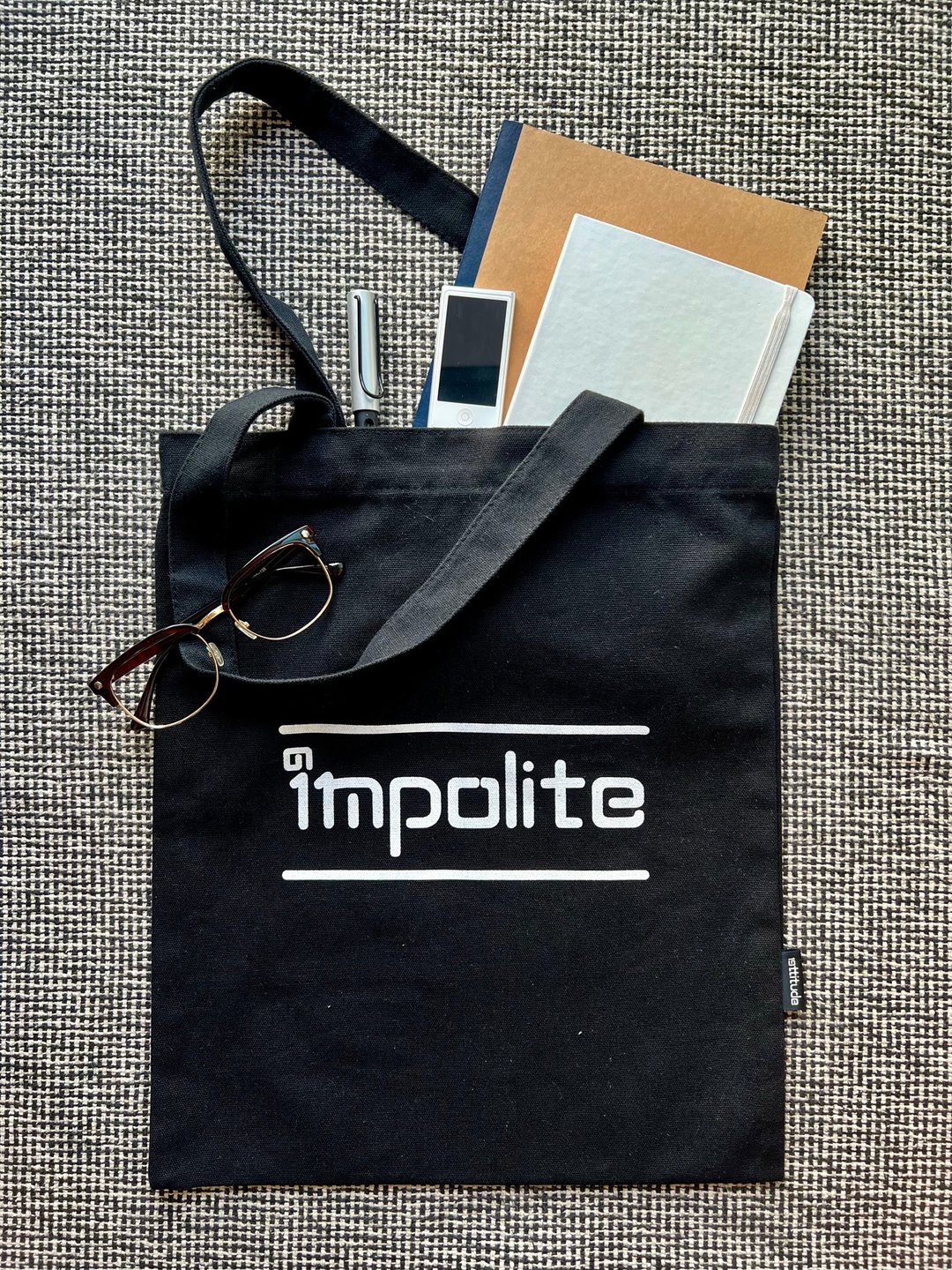 i'm polite/impolite/多用途帆布袋/totebag/托特包/环保袋/手提 - 侧背包/斜挎包 - 棉 黑色