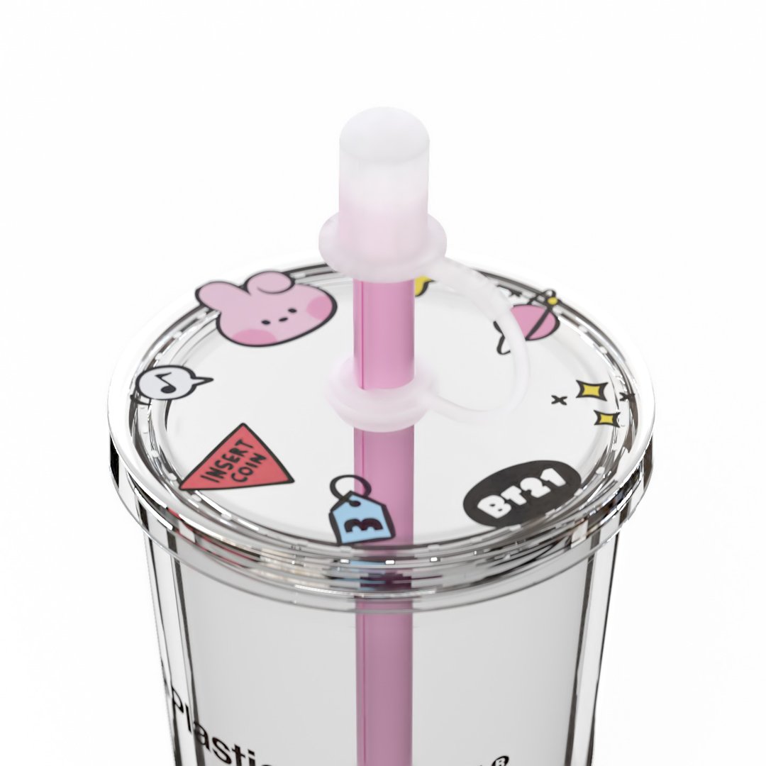 BT21 minini COOKY 透明吸吸杯 - 其他杯子 - 塑料 粉红色