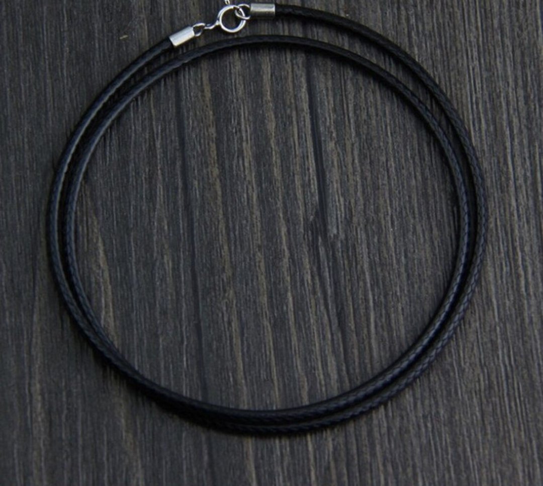 925 Sterling Silver Buckle Necklaces without Pendants Unisex Leather Rope Chains - 项链 - 其他材质 黑色