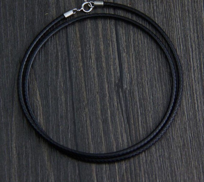 925 Sterling Silver Buckle Necklaces without Pendants Unisex Leather Rope Chains - 项链 - 其他材质 黑色