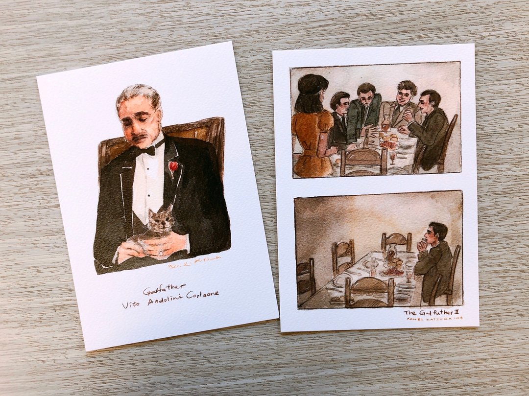 教父 The Godfather 电影插画明信片 2入 组合优惠卖场 - 卡片/明信片 - 纸 