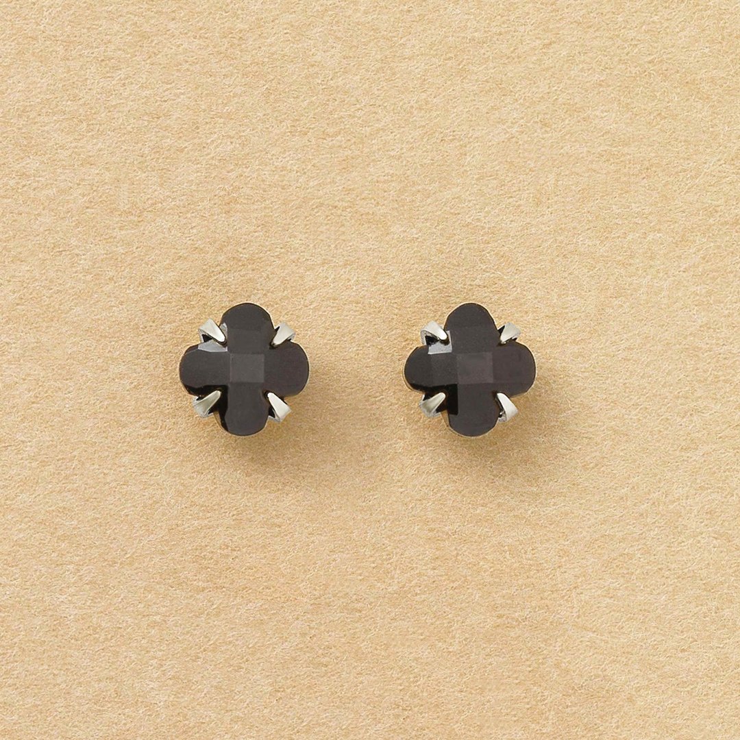 【Second Earrings】 铂金百合切割玛瑙耳环 - 耳环/耳夹 - 贵金属 