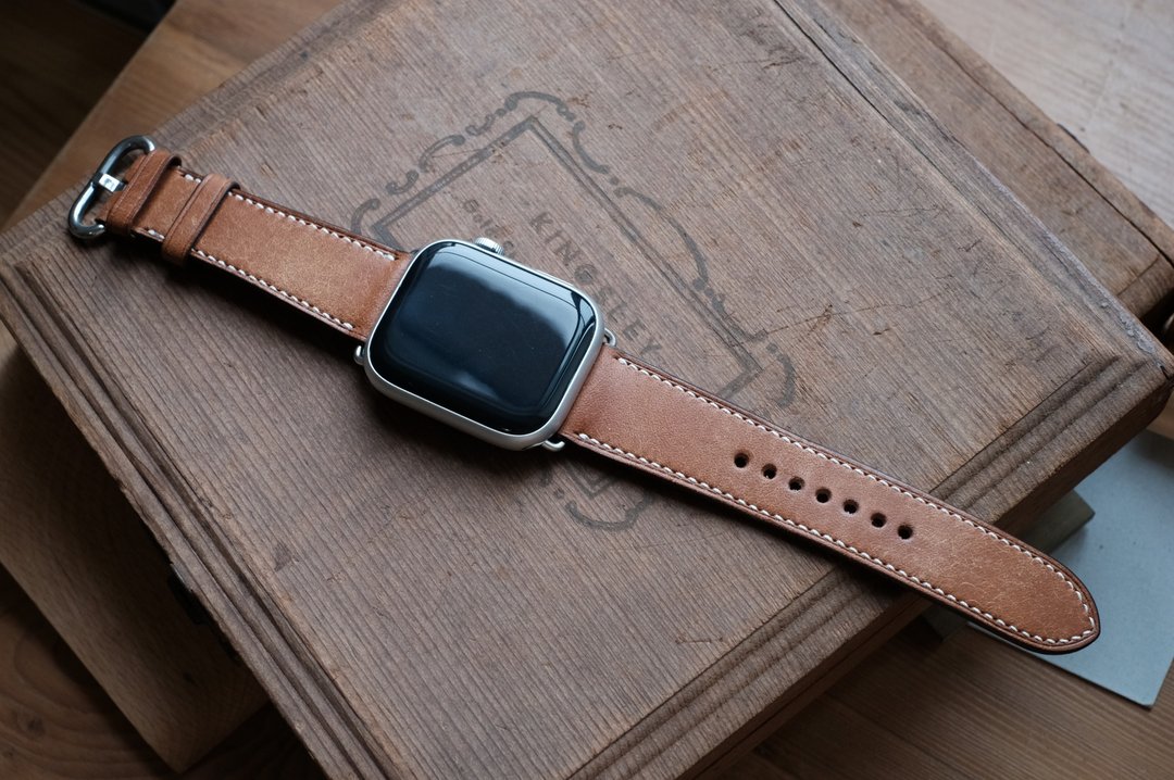 Apple watch 表带订制  意大利植鞣 Pueblo 宽版叶尾 24-22mm - 表带 - 真皮 橘色
