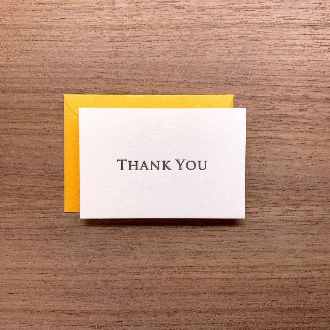 活版印刷问候小卡 Thank you - 卡片/明信片 - 纸 金色