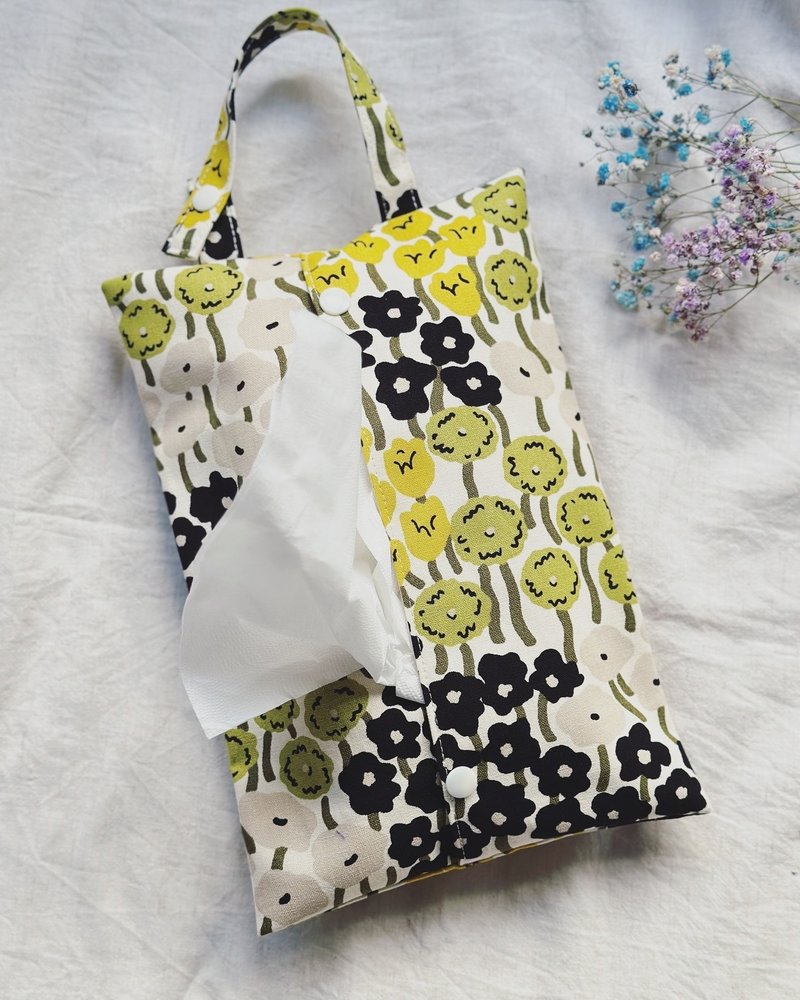 吊挂式面纸套 面纸收纳 小花 - 纸巾盒 - 棉．麻 