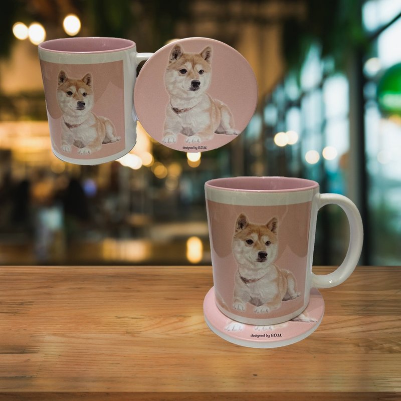 柴犬 陶瓷马克杯 + 杯垫 | 礼品套装 - 咖啡杯/马克杯 - 陶 