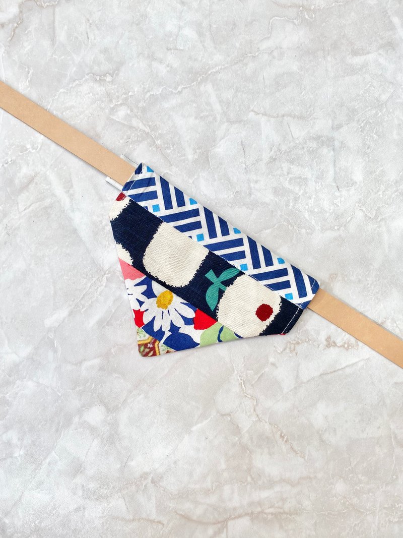 宠物领巾 XS尺码 迷你犬 猫 前后两面使用 - 衣/帽 - 棉．麻 蓝色