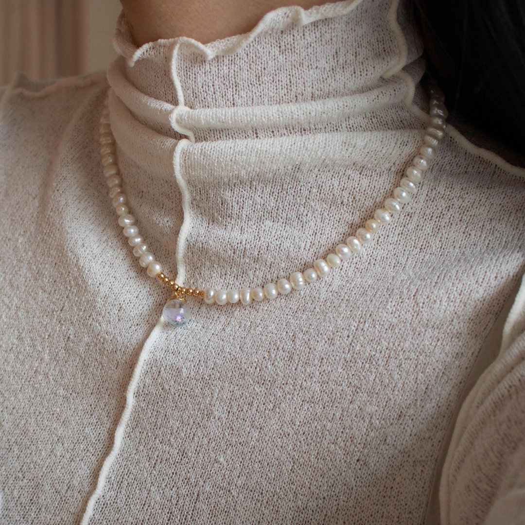 Ball, Snowball Pearl Necklace - 项链 - 玻璃 